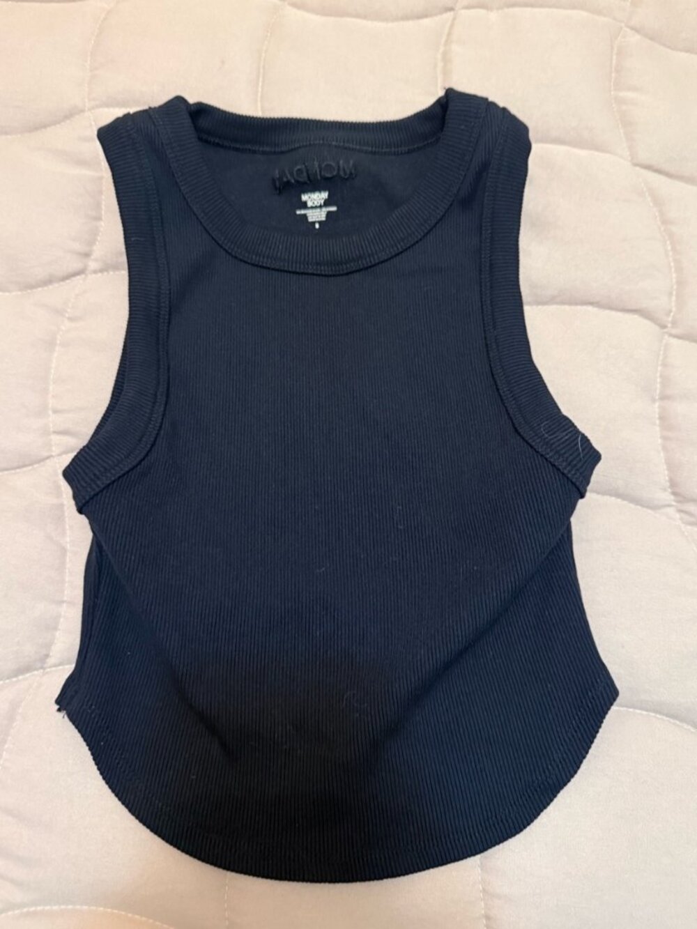 Black Ribbed Scoop Tank